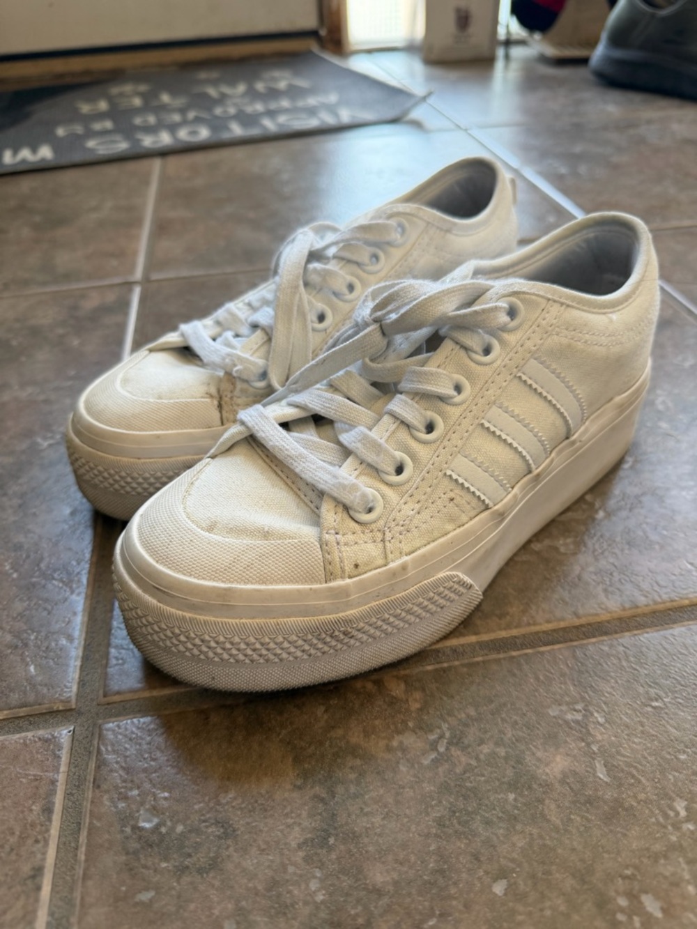 White Adidas Platform Low-Top Women's Sneakers